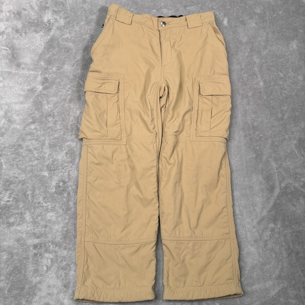 Duluth Trading Dry on the Fly Cargo Pants Mens Medium 30x30 Khaki Fleece Lined